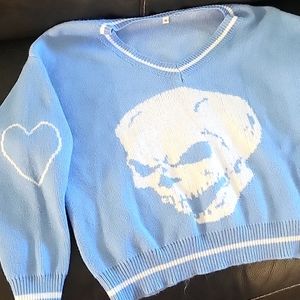Baby Blue long sleeve Crop Sweater
